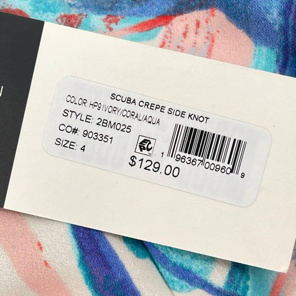 NWT - TAHARI ASL Womens Scuba Crepe Midi Dress Side Knot Sheath - Size 4 - Picture 7 of 15